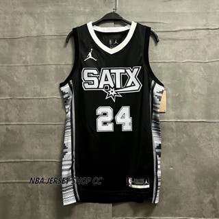 【Swingman】ใหม่ ของแท้ NBA San Antonio Spurs ปี 2022-23 สําหรับผู้ชาย #24 เสื้อกีฬาแขนสั้น ลายทีม Devin Vassell สีดํา