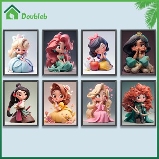 【Doub X ✮】ภาพวาดปักเพชร ทรงสี่เหลี่ยม ลายเจ้าหญิง 5D DIY สําหรับตกแต่งบ้าน ✮