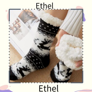 Ethel1 ถุงเท้าหนา ลายการ์ตูนคริสต์มาส กวางเอลก์