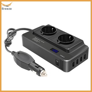 Breeze อินเวอร์เตอร์แปลงแรงดันไฟฟ้า 200w 12v เป็น 220v พร้อมซ็อกเก็ตปลั๊ก EU จอแสดงผลดิจิทัล Led เรียลไทม์