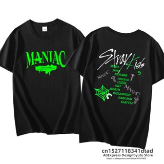 เสื้อยืดคอกลม แขนสั้น พิมพ์ลาย Stray Kids Maniac World Tour สไตล์เกาหลี สําหรับทุกเพศ 2022