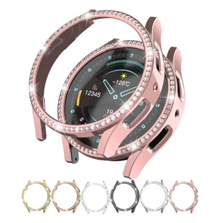 กระจก + เคส สําหรับ Samsung Galaxy watch 6 40 มม. 44 มม. อุปกรณ์เสริม Bling Diamond PC กันชน + ตัวป้องกันหน้าจอ Galaxy watch 6 เคส