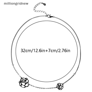 [milliongridnew] สร้อยคอโชคเกอร์ จี้ดอกคามิเลีย สีดํา สไตล์เกาหลี WQL