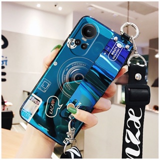  เคสโทรศัพท์มือถือ TPU แบบนิ่ม ลายกล้องน่ารัก พร้อมสายคล้อง สําหรับ OPPO Reno10 Pro Plus Pro+ A58 A78 A98 5G 4G 2023 Reno 10 10Pro Reno10Pro+