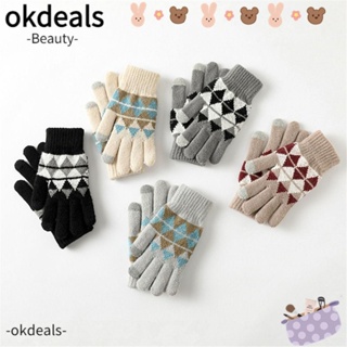 Okdeals ถุงมือถัก ผู้หญิง ผู้ชาย หน้าจอสัมผัส ถุงมือหนา สําหรับผู้ใหญ่