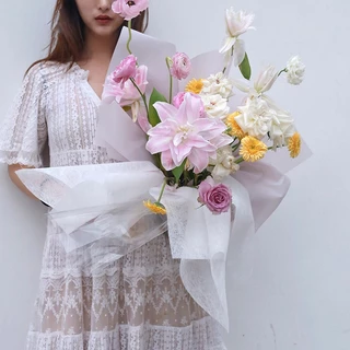 กระดาษห่อช่อดอกไม้ ผ้าฝ้าย คละสี สําหรับตกแต่งเทศกาล แอปเปิ้ล DIY จํานวน 5 ชิ้น