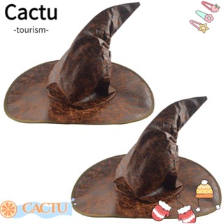 Cactu หมวกแม่มด หมวกคอสเพลย์ แบบหนัง สําหรับปาร์ตี้ฮาโลวีน