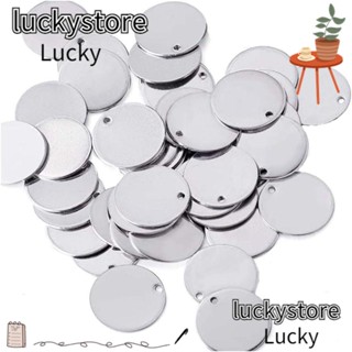 Lucky เครื่องราง สเตนเลส ทรงกลม แบน สีเงิน 3 ขนาด สําหรับคนรักงานฝีมือ แฮนด์เมด