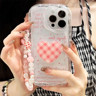 [พร้อมส่ง] เคสโทรศัพท์มือถือแบบใส ลายครีม พร้อมสายคล้อง สําหรับ iPhone 15 14 13 12 11 PROMAX XS XR XSMAX SE2020 6 7 8PLUS MINI