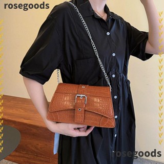 Rosegoods1 กระเป๋าถือ กระเป๋าสะพายไหล่ สะพายข้าง หนัง Pu ความจุสูง สีพื้น สําหรับเด็กผู้หญิง