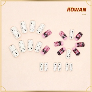 Rowans เล็บปลอม แบบยาว ถอดออกได้ สีดํา นํากลับมาใช้ใหม่ได้ เหมาะกับเทศกาลฮาโลวีน สําหรับบัลเล่ต์ 24 ชิ้น