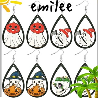 Emilee ต่างหูห้อย อะคริลิค ทรงกลม ลายฟักทอง ฮาโลวีน สีดํา สร้างสรรค์ เครื่องประดับแฟชั่น ปาร์ตี้ คอสเพลย์