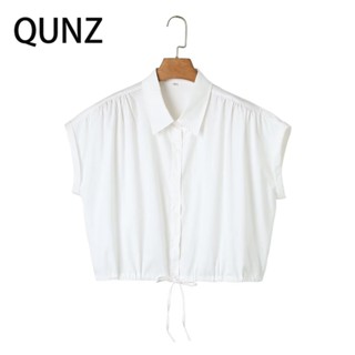 Qunz เสื้อเชิ้ต อเนกประสงค์ แฟชั่น Frenulum Poplin 6386