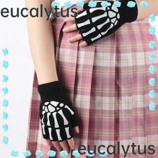 Eucalytus1 ถุงมือถักนิตติ้ง แบบครึ่งนิ้ว กันลื่น ให้ความอบอุ่น สําหรับออกกําลังกาย 2 คู่