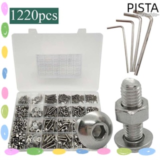 PISTA ชุดแหวนรอง สกรู น็อต สเตนเลส 304 หกเหลี่ยม พร้อมกล่องเก็บ M2 M3 M4 M5 1220 ชิ้น