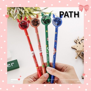 Path ปากกาเจล ปักเลื่อม กวาง การ์ตูนคริสต์มาส พลาสติก สีดํา เครื่องเขียน 4 ชิ้น