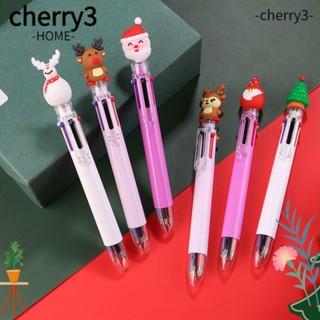 Cherry3 ปากกาลูกลื่น พลาสติก ลายการ์ตูนซานตาคลอส สโนว์แมน กวางเอลก์ คริสต์มาส 6 สี 2 ชิ้น