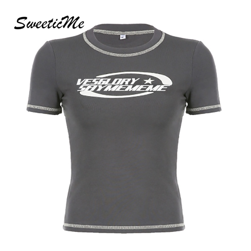 Sweeticme ใหม่ เสื้อยืดลําลอง คอกลม แขนสั้น ผ้าฝ้าย 100% พิมพ์ลาย แฟชั่นสําหรับสตรี 2023