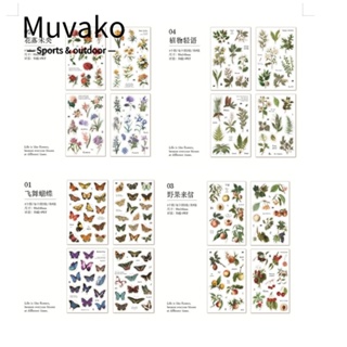 Muvako สติกเกอร์ PET ลายดอกไม้ หลากสี 32 แผ่น DIY