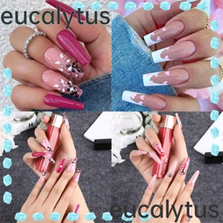 Eucalytus1 เล็บปลอม แบบกด เต็มเล็บ รูปหัวใจ พลัม ริมฝีปากสีแดง