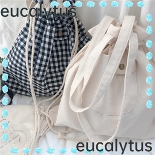 Eucalytus1 กระเป๋าผ้าแคนวาส ลําลอง ปรับได้ จุของได้เยอะ สําหรับนักเรียน