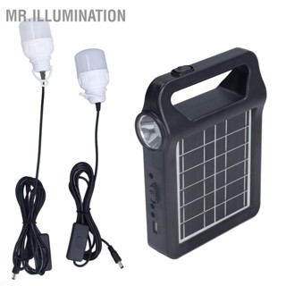  MR.ILLUMINATION ชุดไฟแผงโซลาร์เซลล์ 4000mAh แบตเตอรี่ LED แหล่งจ่ายไฟฉุกเฉิน ป้องกันการลัดวงจร ระบบไฟพลังงานแสงอาทิตย์แบบพกพา