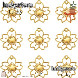 Lucky จี้กรอบรูปดอกไม้ แบบกลวง โลหะผสม สีทอง แฮนด์เมด สําหรับคนรัก