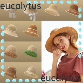 Eucalytus1 หมวกฟางปีกกว้าง ป้องกันรังสียูวี กันแดด สําหรับผู้หญิง