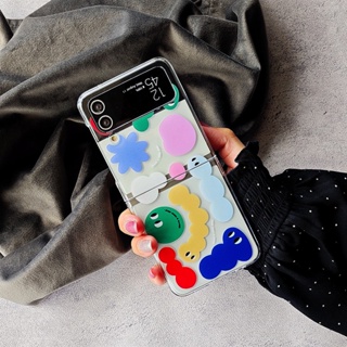 เคสโทรศัพท์มือถือแบบแข็ง กันกระแทก ลายการ์ตูนหนอนผีเสื้อน่ารัก สําหรับ Samsung Galaxy Z Flip 4 Z Flip 5 Z Flip 3