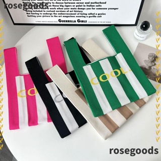 Rosegoods1 กระเป๋าถือ ผ้าถัก ความจุสูง พร้อมกระเป๋า ทรงโท้ท พิมพ์ลายตัวอักษร สําหรับผู้หญิง