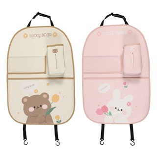 New Cartoon Vehicle Seat Protector Tulip Bear and Rabbit Car Seat Back Storage Protective Pad Multi-Functional Car General-Purpose Car storage  car  interior accessorie