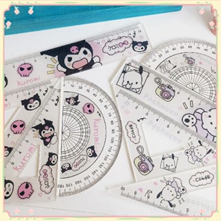 Cartoon Sanrio Ruler Animation Set Of Triangle Ruler Learning Toolsimage Design Acrylic Cute Ruler High-value Student Ruler Set Full 【sunny】