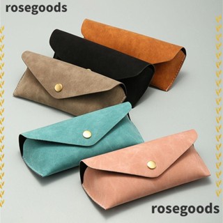 Rosegoods1 กระเป๋าใส่แว่นตากันแดด หนังนิ่ม พับได้ สีพื้น แฟชั่น