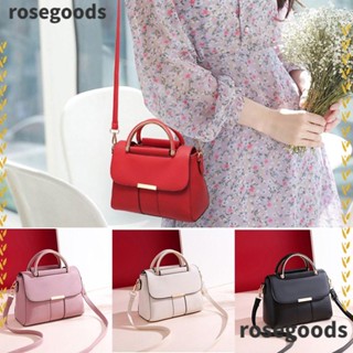 Rosegoods1 กระเป๋าถือ กระเป๋าสะพายไหล่ หนัง PU ทรงโท้ท ทรงสี่เหลี่ยม ขนาดเล็ก ปรับสายได้ สีพื้น สําหรับสตรี