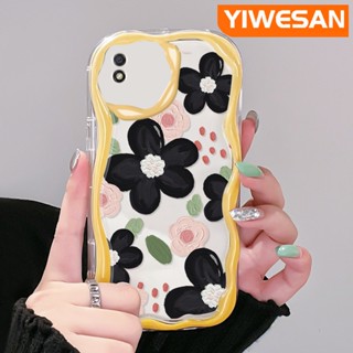 เคสโทรศัพท์มือถือแบบนิ่ม ใส ลายภาพวาดสีน้ํามัน รูปดอกไม้ สีดํา หลากสี สําหรับ Xiaomi Redmi 9C NFC Redmi 9A 9i A1 A2 POCO C31