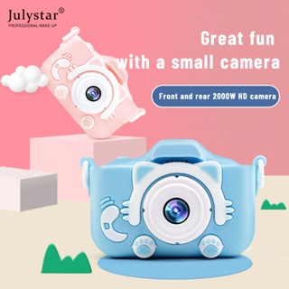 JULYSTAR X5s กล้องดิจิตอลสำหรับเด็กพร้อมฝาครอบซิลิโคนแมวการ์ตูนเด็กของเล่นกล้อง HD กล้องถ่ายภาพวิดีโอของเล่นน่ารักมือถือถ่ายภาพวิดีโอ