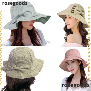 Rosegoods1 หมวกบักเก็ต หมวกโบสถ์ โบสถ์ ชายหาด ฤดูร้อน พับได้ ป้องกันรังสียูวี สําหรับล่าสัตว์ ตกปลา โบสถ์