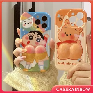 เคสโทรศัพท์มือถือแบบนิ่ม ลายการ์ตูนชินจัง หมีพูห์น่ารัก 3D คลายเครียด สําหรับ IPhone 12 14 Pro MAX XR 6 6s 7 7Plus 11 13 8 Plus X XS MAX SE