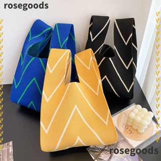 Rosegoods1 กระเป๋าถือ กระเป๋าช้อปปิ้ง ผ้าถัก ผูกปม สําหรับผู้หญิง