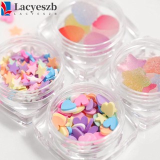 Lacyeszb อุปกรณ์ตกแต่งเล็บ รูปหัวใจ ดาวน่ารัก 3D ไล่โทนสี หวานแหวว สีสันสดใส สําหรับตกแต่งเล็บ