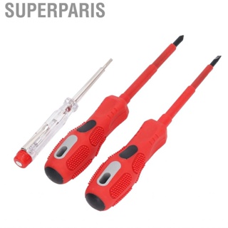 Superparis Electrical Voltage Test Pen  Insulated Handle Chrome Vanadium Alloy Steel Non Slip Slot Cross Screwdriver Current Testing for Home Decoration