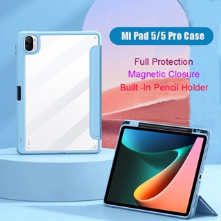 เคสแท็บเล็ต แบบใส พร้อมช่องใส่ดินสอ สําหรับ Xiaomi Pad 5 Pro 11 12.4 นิ้ว Xiaomi 5 Case 11 นิ้ว Mipad6 6pro ​ปลุกอัตโนมัติ