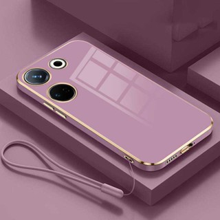 Tecno เคสโทรศัพท์มือถือ ซิลิโคนนิ่ม TPU ทรงสี่เหลี่ยม พร้อมสายคล้อง สีวาว สําหรับ Camon 20 Pro camon20 19 Pro ITEL S23 Pova 4 Pro NEO 2