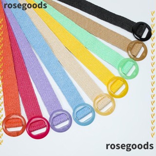 Rosegoods1 เข็มขัดฟางถักลําลอง แบบยืดหยุ่น แฟชั่น