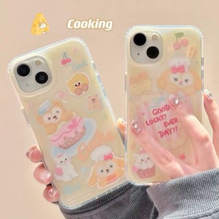 เคสโทรศัพท์มือถือแบบแข็ง สองชั้น ลายชีสเค้ก หมี สีเหลือง สําหรับ Iphone 14 13 12 11 Pro MAX