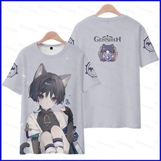 Yt1 Genshin Impact เสื้อยืดแขนสั้นลําลอง พิมพ์ลายอนิเมะ Wanderer 3D แฟชั่น สําหรับทุกเพศ