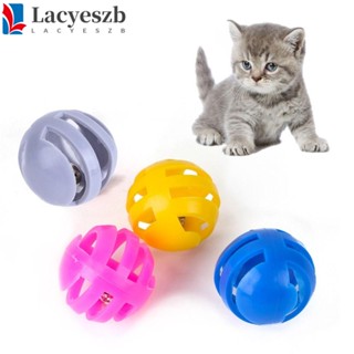 Lacyeszb ลูกบอลกระดิ่งพลาสติก สีสันสดใส ของเล่นสําหรับแมว