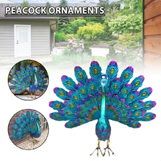 New Metal Peacock Sculpture Garden Decor Yard Art Bird Statue Patio Lawn Outdoor