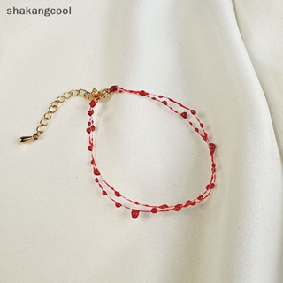 Shakangcool สร้อยคอโซ่ สร้อยข้อมือ สองชั้น จี้รูปหยดเลือด สไตล์โกธิค สร้างสรรค์ เครื่องประดับแฟชั่น สําหรับผู้หญิง