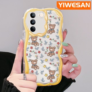 เคสโทรศัพท์มือถือใส แบบนิ่ม ลายการ์ตูนหมี และดอกไม้ กันกระแทก สําหรับ vivo V27 Pro 5G V27E 5G S16 Pro 5G S16E 5G